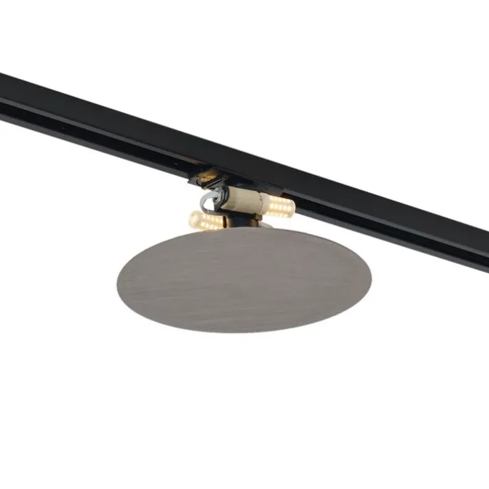 Moderne gunmetal Deckenleuchte für Schienenbeleuchtungssystem 1-phasig 2-Lichter - Iconic Pulley