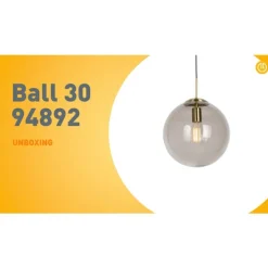 Moderne Hängelampe aus Messing mit Rauchglas 30 cm - Ball
