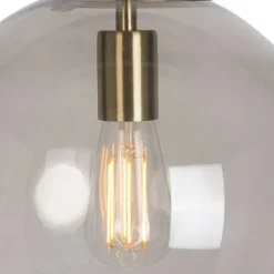 Moderne Hängelampe aus Messing mit Rauchglas 30 cm - Ball