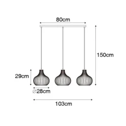 Moderne Hängelampe braun 3-flammig - Sapphira