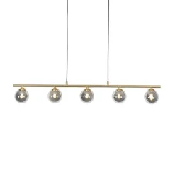 Moderne Hängelampe Gold 100 cm 5-Licht mit Rauchglas - Athen