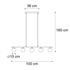Moderne Hängelampe Gold 100 cm 5-Licht mit Rauchglas - Athen