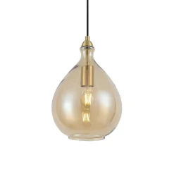 Moderne Hängelampe Gold mit bernsteinfarbenem Glas - Traditional