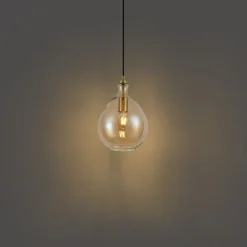 Moderne Hängelampe Gold mit bernsteinfarbenem Glas - Traditional