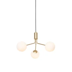 Moderne Hängelampe Gold mit Opalglas 3-flammig - Coby