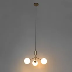 Moderne Hängelampe Gold mit Opalglas 3-flammig - Coby