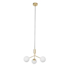 Moderne Hängelampe Gold mit Opalglas 3-flammig - Coby