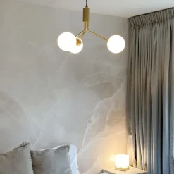 Moderne Hängelampe Gold mit Opalglas 3-flammig - Coby