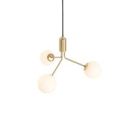 Moderne Hängelampe Gold mit Opalglas 3-flammig - Coby