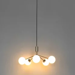 Moderne Hängelampe Gold mit Opalglas 5-flammig - Coby