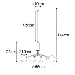 Moderne Hängelampe Gold mit Opalglas 5-flammig - Coby