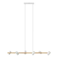 Moderne Hängelampe Holzprint mit Weiß 6-Licht - Jeana Straight
