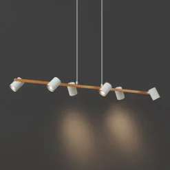 Moderne Hängelampe Holzprint mit Weiß 6-Licht - Jeana Straight