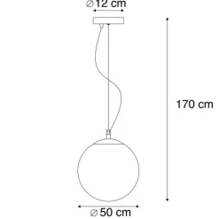 Moderne Hängelampe Messing mit Rauchglas 50 cm - Ball