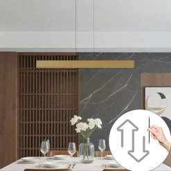 Moderne Hängelampe Messing inkl. LED 3-Stufen-Dimmbar Easylift - Straight