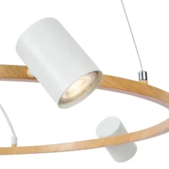 Moderne Hängelampe mit Holzprint und weißen 6-Lichtern - Jeana Circle