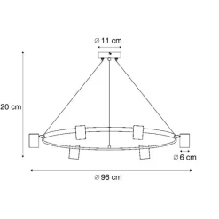 Moderne Hängelampe mit Holzprint und weißen 6-Lichtern - Jeana Circle