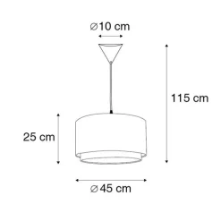 Moderne Hängelampe mit Schirm schwarz/weiß 45/25 - Duo