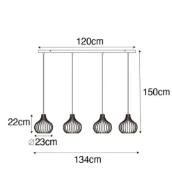 Moderne Hängelampe schwarz 4-Licht - Sapphira