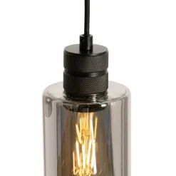 Moderne Hängelampe schwarz mit Rauchglas 3-flammig - Stavelot