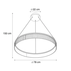 Moderne Hängelampe Schwarz 78cm inkl. LED 3-Stufen-Dimmbar - Anello Chandelier