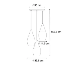Moderne Hängelampe schwarz mit Opalglas 3-flammig – Drop