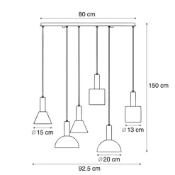 Moderne Hängelampe Schwarz 6-flammig - Biles