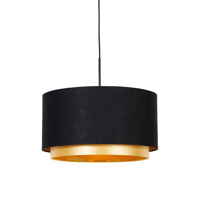 Moderne Hängelampe schwarz mit goldenem 47 cm Duo-Schirm - Combi