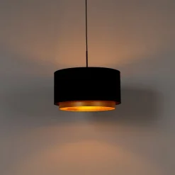 Moderne Hängelampe schwarz mit goldenem 47 cm Duo-Schirm - Combi