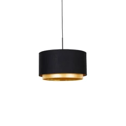 Moderne Hängelampe schwarz mit goldenem 47 cm Duo-Schirm - Combi