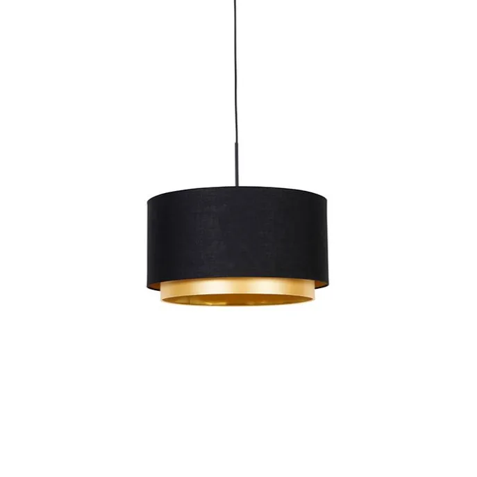 Moderne Hängelampe schwarz mit goldenem 47 cm Duo-Schirm - Combi