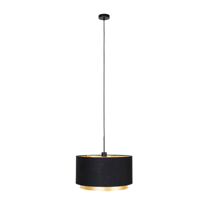 Moderne Hängelampe schwarz mit goldenem 47 cm Duo-Schirm - Combi