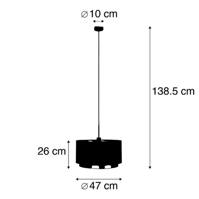 Moderne Hängelampe schwarz mit goldenem 47 cm Duo-Schirm - Combi