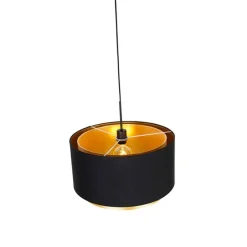 Moderne Hängelampe schwarz mit goldenem 47 cm Duo-Schirm - Combi