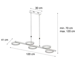 Moderne Hängelampe schwarz inkl. LED 3-stufig dimmbar 5-flammig - Vivé