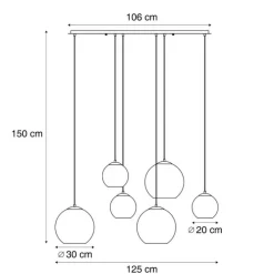 Moderne Hängelampe schwarz mit weißem Glas rechteckig 6-flammig - Misty
