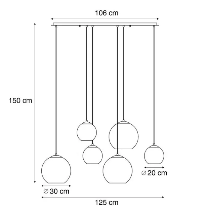 Moderne Hängelampe schwarz mit weißem Glas rechteckig 6-flammig - Misty