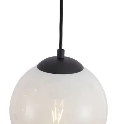 Moderne Hängelampe schwarz mit weißem Glas rechteckig 6-flammig - Misty