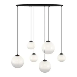 Moderne Hängelampe schwarz mit weißem Glas rechteckig 6-flammig - Misty