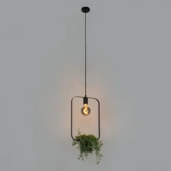 Moderne Hängelampe schwarz mit Glas rechteckig - Roslini