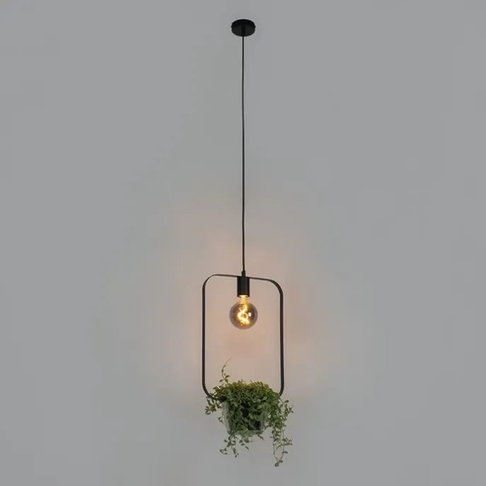 Moderne Hängelampe schwarz mit Glas rechteckig - Roslini