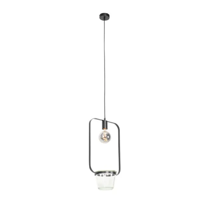 Moderne Hängelampe schwarz mit Glas rechteckig - Roslini