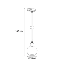 Moderne Hängelampe schwarz mit Rauchglas für 1-Phasen-Schienensystem - Iconic Lava