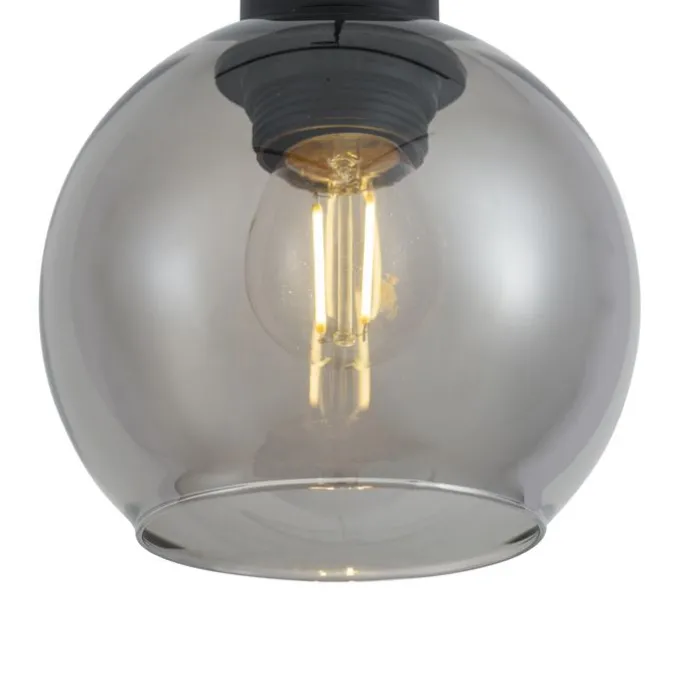 Moderne Hängelampe schwarz mit Rauchglas für 1-Phasen-Schienensystem - Iconic Lava