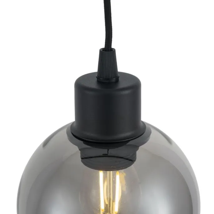 Moderne Hängelampe schwarz mit Rauchglas für 1-Phasen-Schienensystem - Iconic Lava