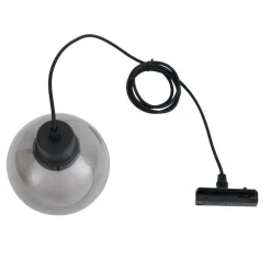 Moderne Hängelampe schwarz mit Rauchglas für 1-Phasen-Schienensystem - Iconic Lava