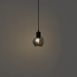 Moderne Hängelampe schwarz mit Rauchglas für 1-Phasen-Schienensystem - Iconic Lava