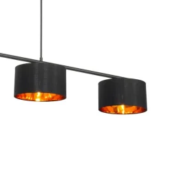 Moderne Hängelampe schwarz mit gold 125 cm 3-flammig - VT 3