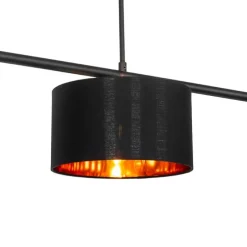 Moderne Hängelampe schwarz mit gold 125 cm 3-flammig - VT 3