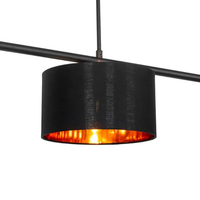 Moderne Hängelampe schwarz mit gold 125 cm 3-flammig - VT 3